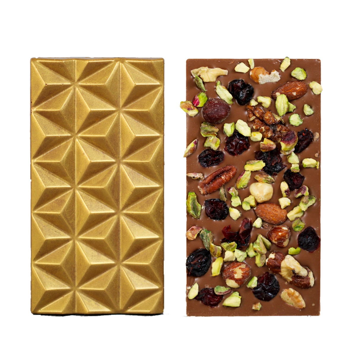 Chocolade Bar | Goud | Pistache | Cranberry | Noten