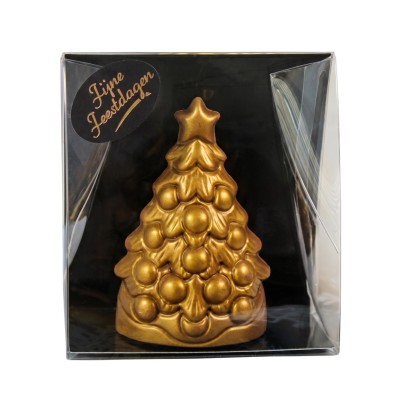 Chocolade Kerstboom Goud | Massief | Melk of Puur Chocolade Kerstboom Goud | Massief | Melk of Puur