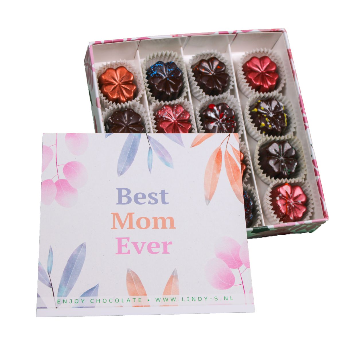  moederdag vegan luxe geschenkdoos 16 smaken bonbons